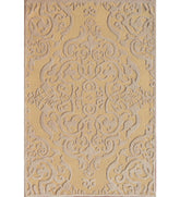 Gold hand-tufted wool rug with embossed damask pattern